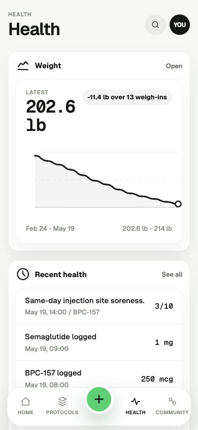 Daymarkr health screen with connected signals