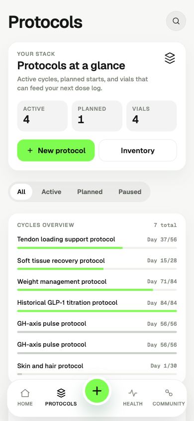 Daymarkr protocol stack screen