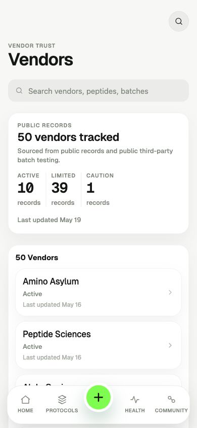 Daymarkr vendor records screen